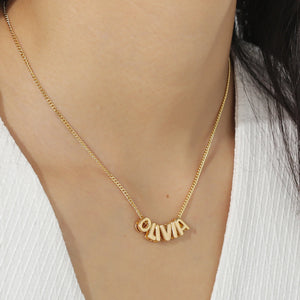 3D Bubble Name Chain Necklace Silver