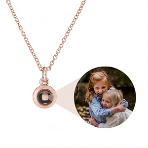 Circle Pendant Photo Necklace Rose Gold