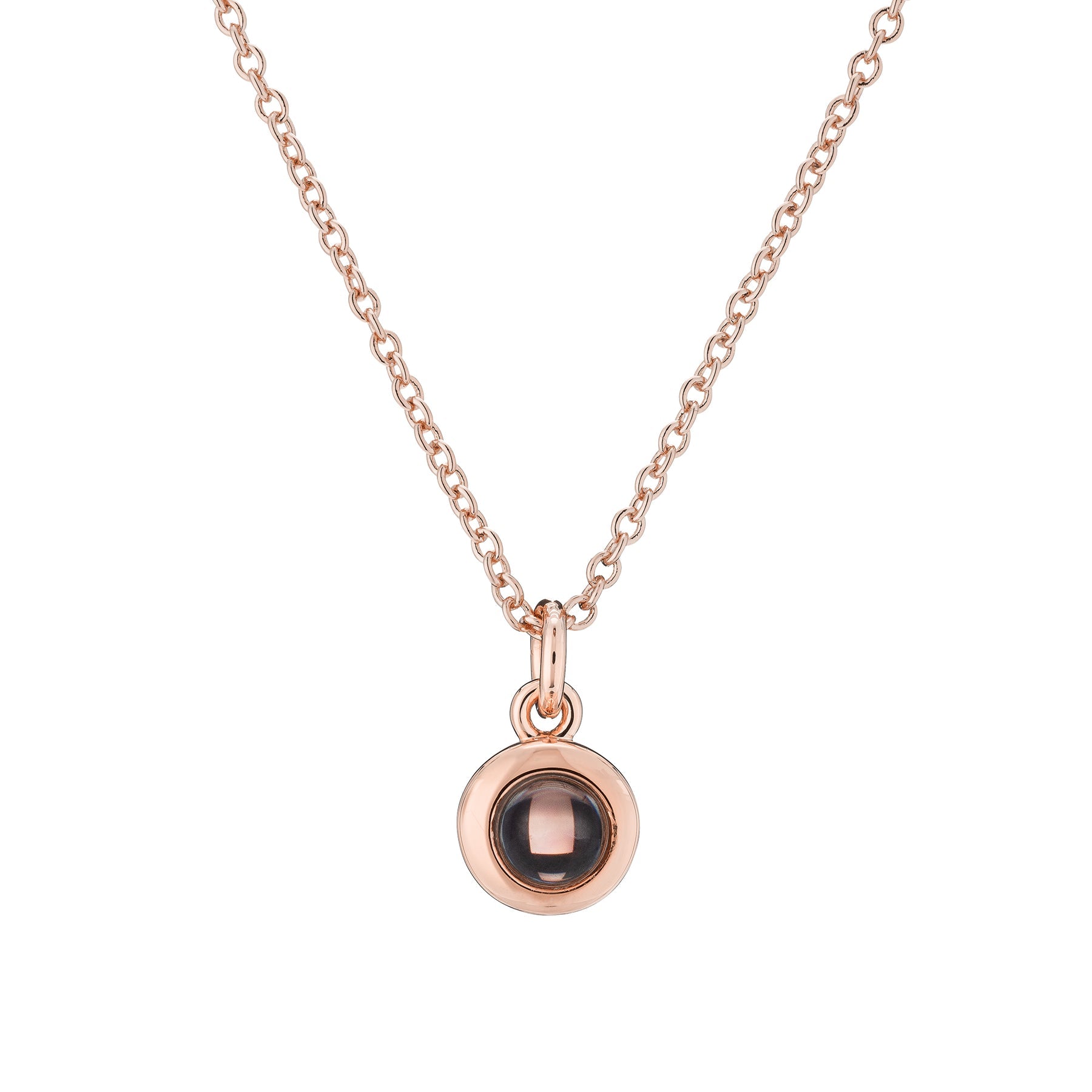 Circle Pendant Photo Necklace Rose Gold