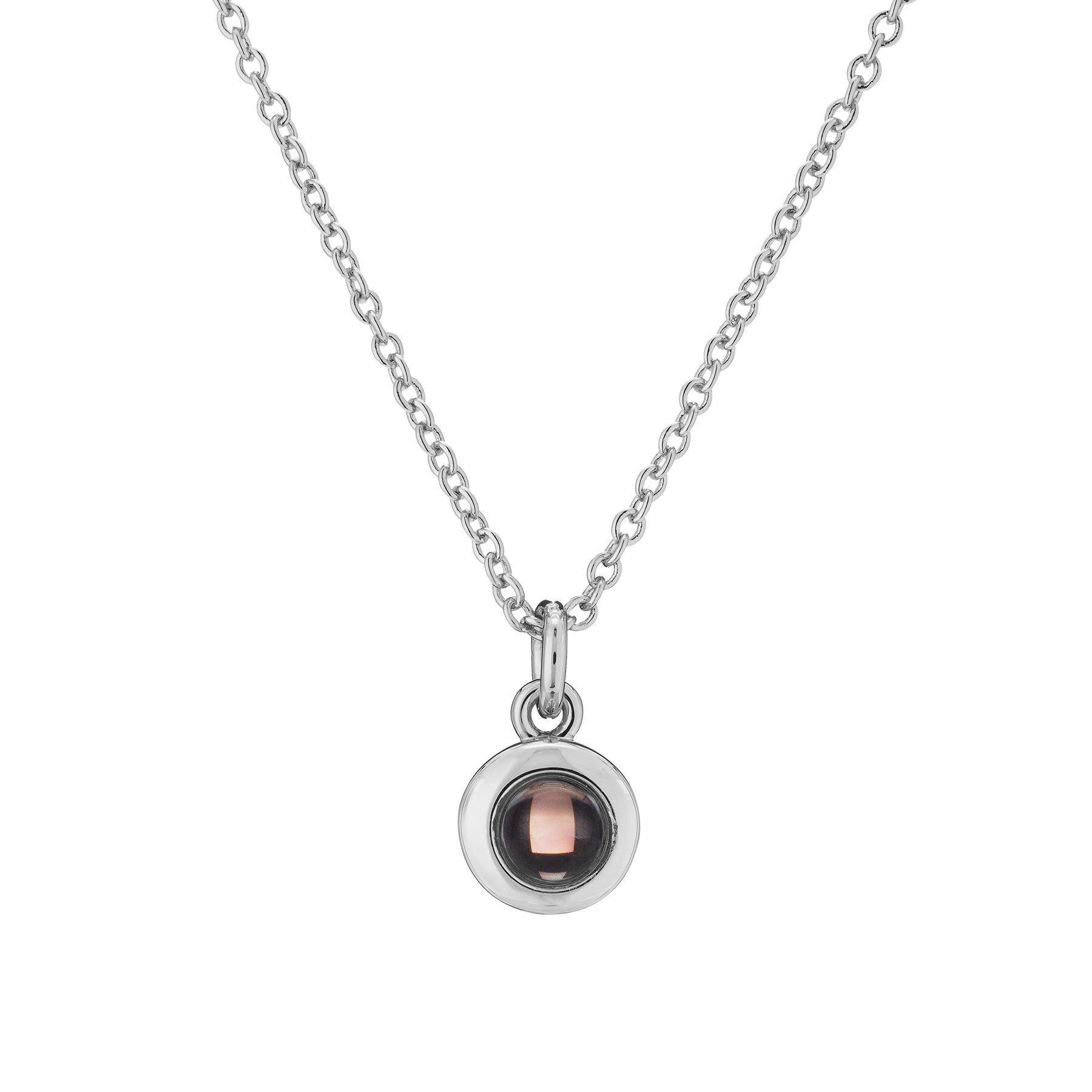 Circle Pendant Photo Necklace Silver