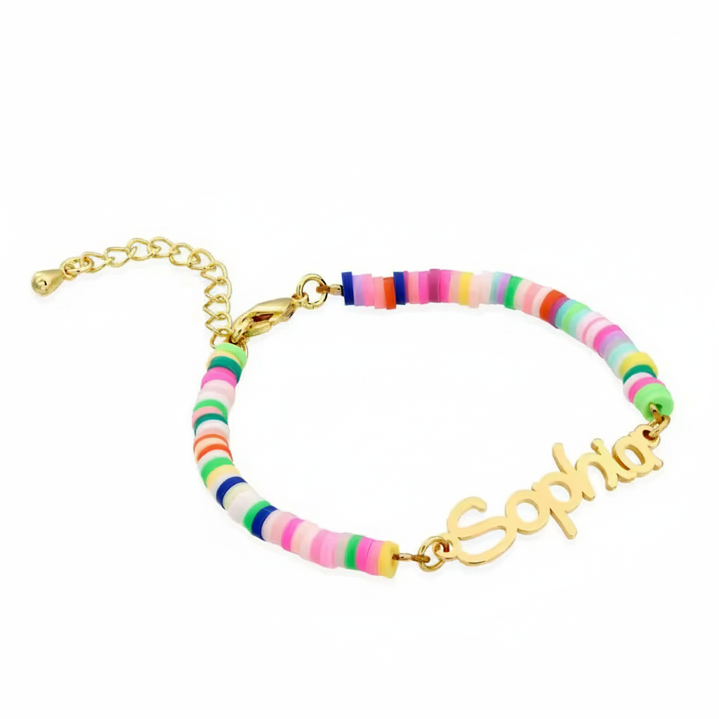 Kids Name Bracelet Rainbow Beads