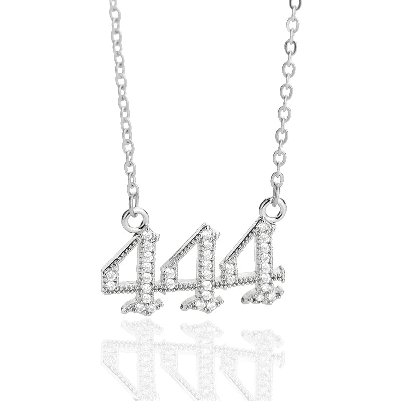 Icy Angel Number Necklace Silver