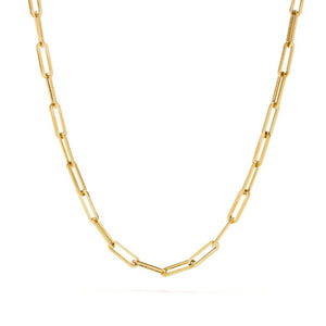 Paperclip Link Chain Necklace Gold