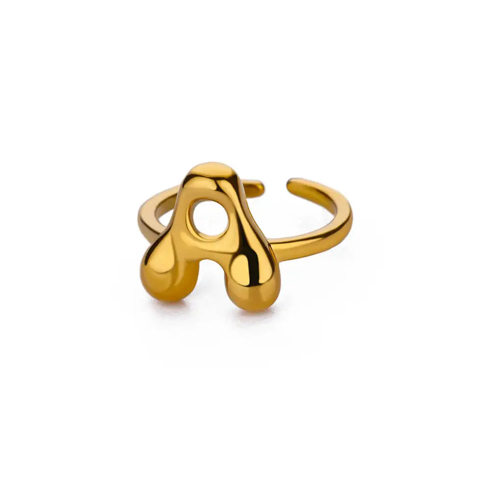 Bold Bubble Initial Ring Gold