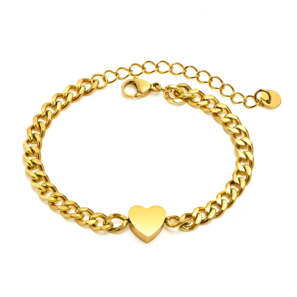 Heart Chain Couple Bracelet Gold