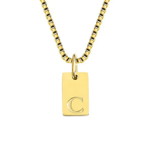 Single Initial Engraved Charm Necklace