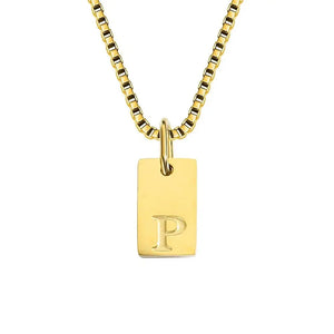 Single Initial Engraved Charm Necklace