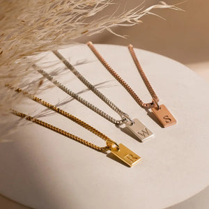 Single Initial Engraved Charm Necklace