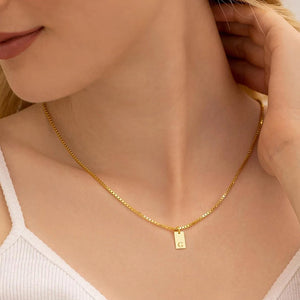 Single Initial Engraved Charm Necklace