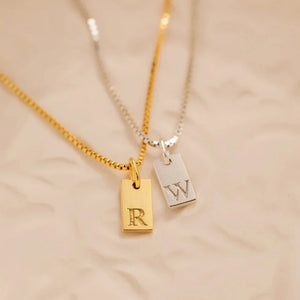 Single Initial Engraved Charm Necklace
