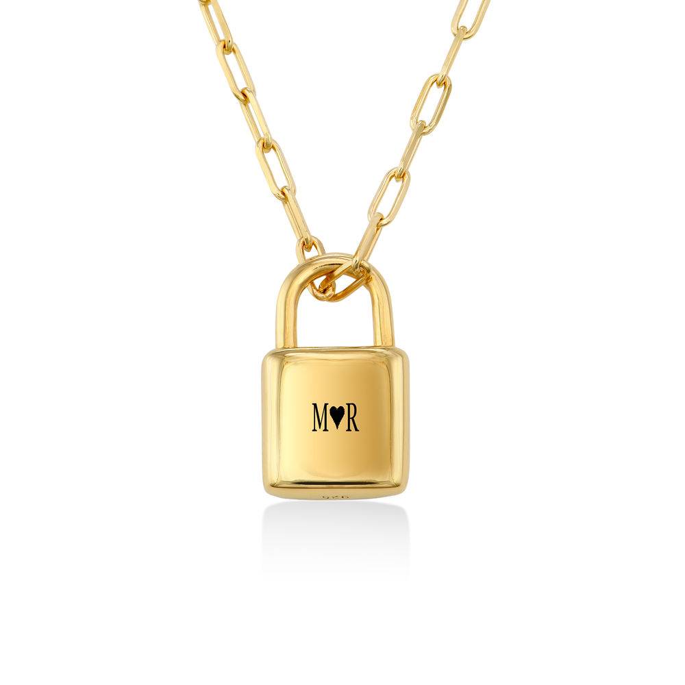 Padlock Initial Lock Pendant Necklace with Engraving