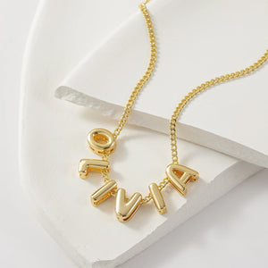 3D Bubble Name Chain Necklace Rose Gold