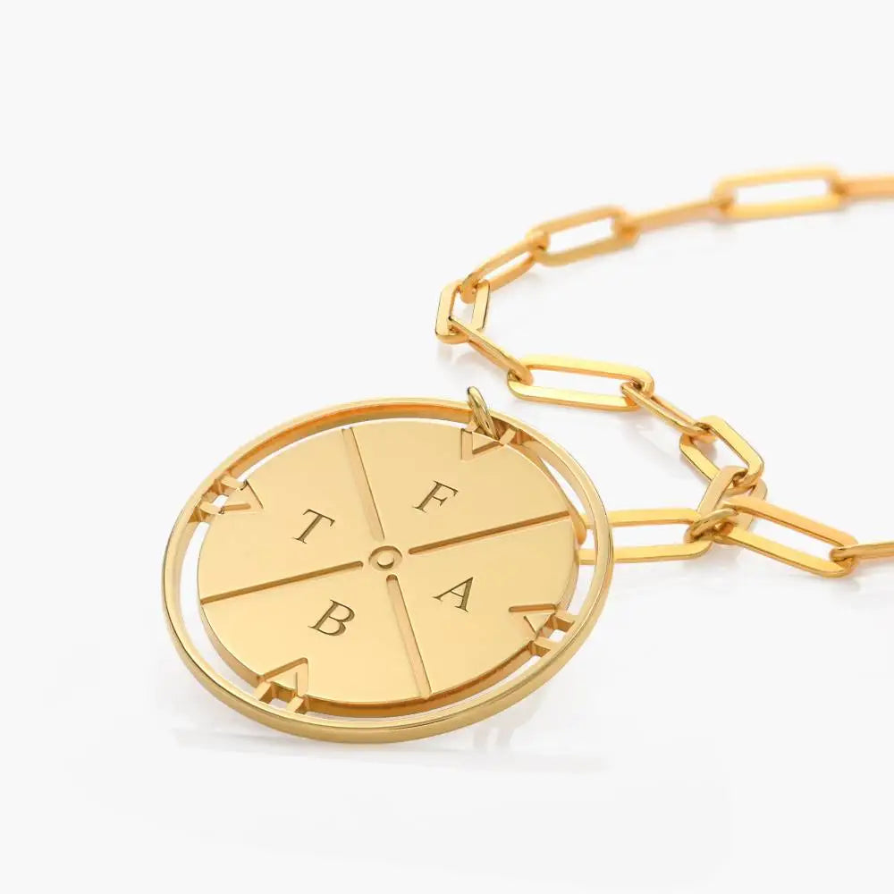 Engraved Compass Initial Necklace