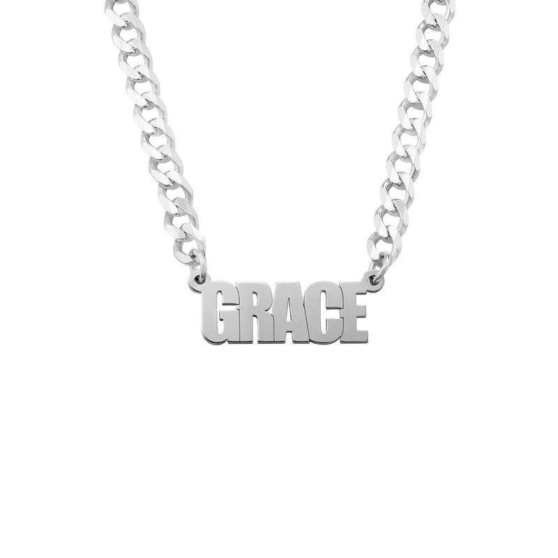 Bold Personalized Name Necklace Silver