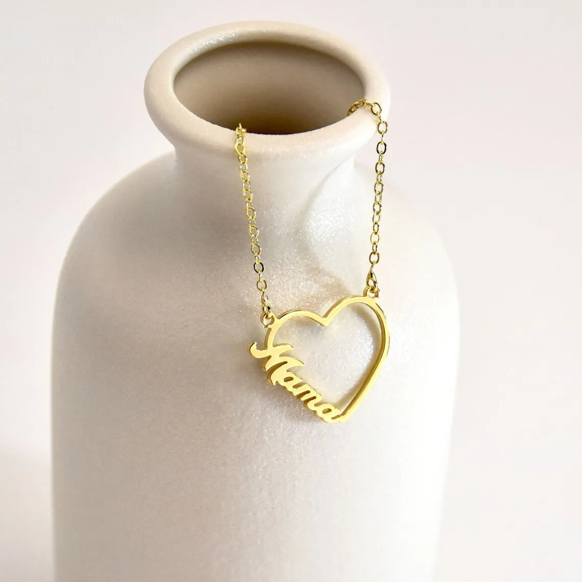 Double Heart Custom Name Necklace