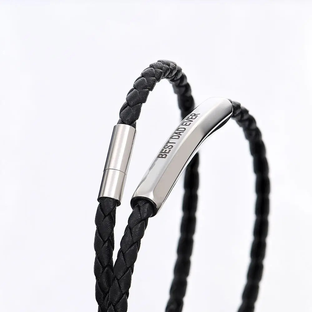 Personalized Double-Layer Leather Bracelet Black