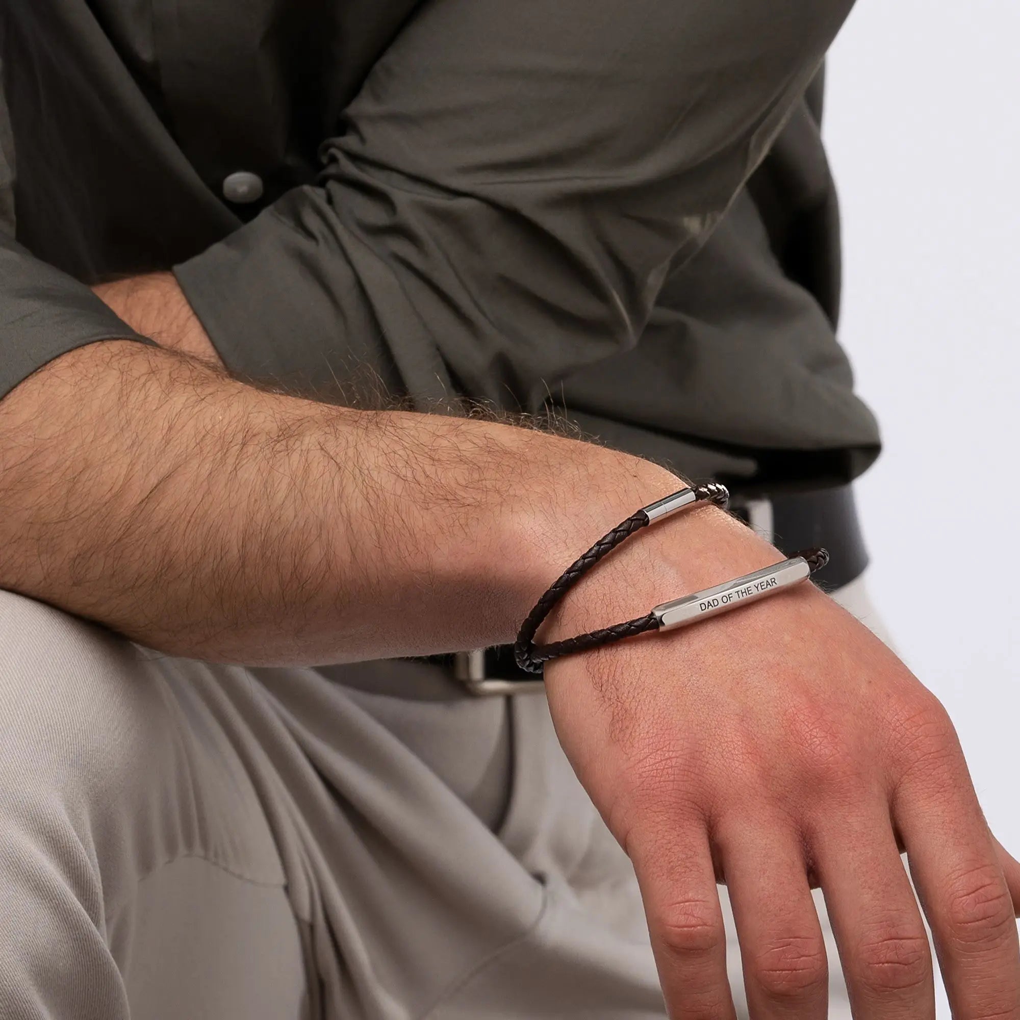 Personalized Double-Layer Leather Bracelet Black