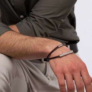 Personalized Double-Layer Leather Bracelet Black